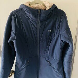Under Armour Hooded Sherpa Lined Women's Jacket, Indigo Blue, Medium